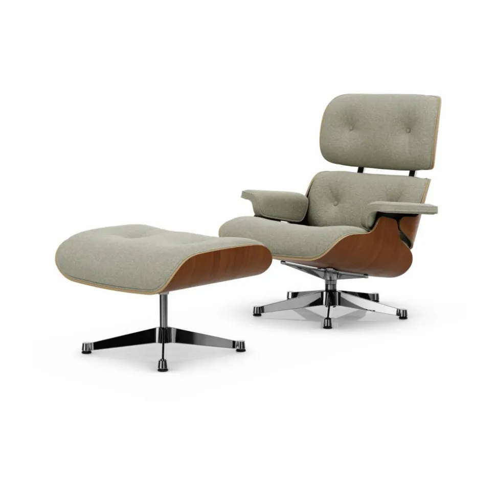 Eames Lounge Chair & Ottoman new dimensions 03 Cream-sand-31 walnut natural-pol. steel