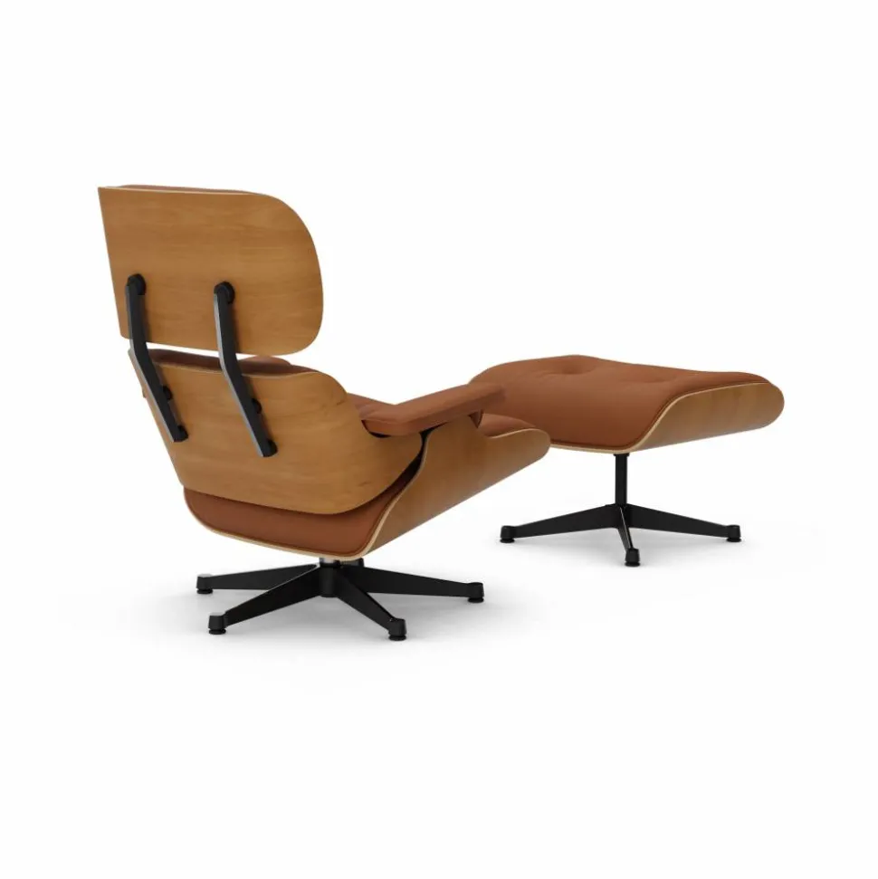 Eames Lounge Chair & Ottoman new dimensions 97 Cognac-28 cherry natural-pol. steel-black