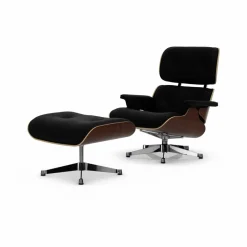 Eames Lounge Chair & Ottoman new dimensions 66 Nero-32 walnut dark-pol. steel