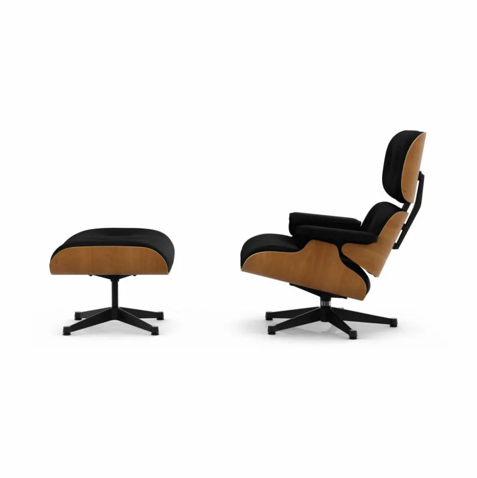 Eames Lounge Chair & Ottoman new dimensions 66 Nero-28 cherry natural-pol. steel-black