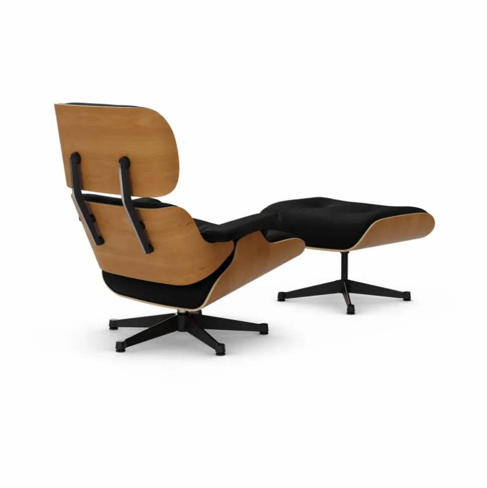 Eames Lounge Chair & Ottoman new dimensions 66 Nero-28 cherry natural-pol. steel-black