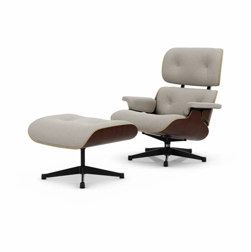 Eames Lounge Chair & Ottoman new dimensions 01 Ivory-pearl-32 walnut dark-pol. steel-black