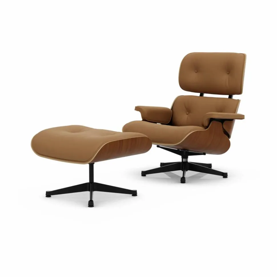 Eames Lounge Chair & Ottoman new dimensions 62 Ochre-31 walnut natural-pol. steel-black