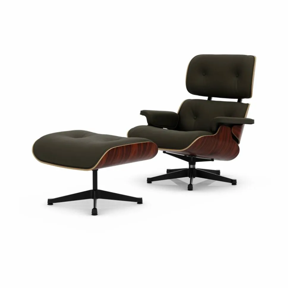 Eames Lounge Chair & Ottoman new dimensions 58 Khaki-05 santos palisander-pol. steel-black