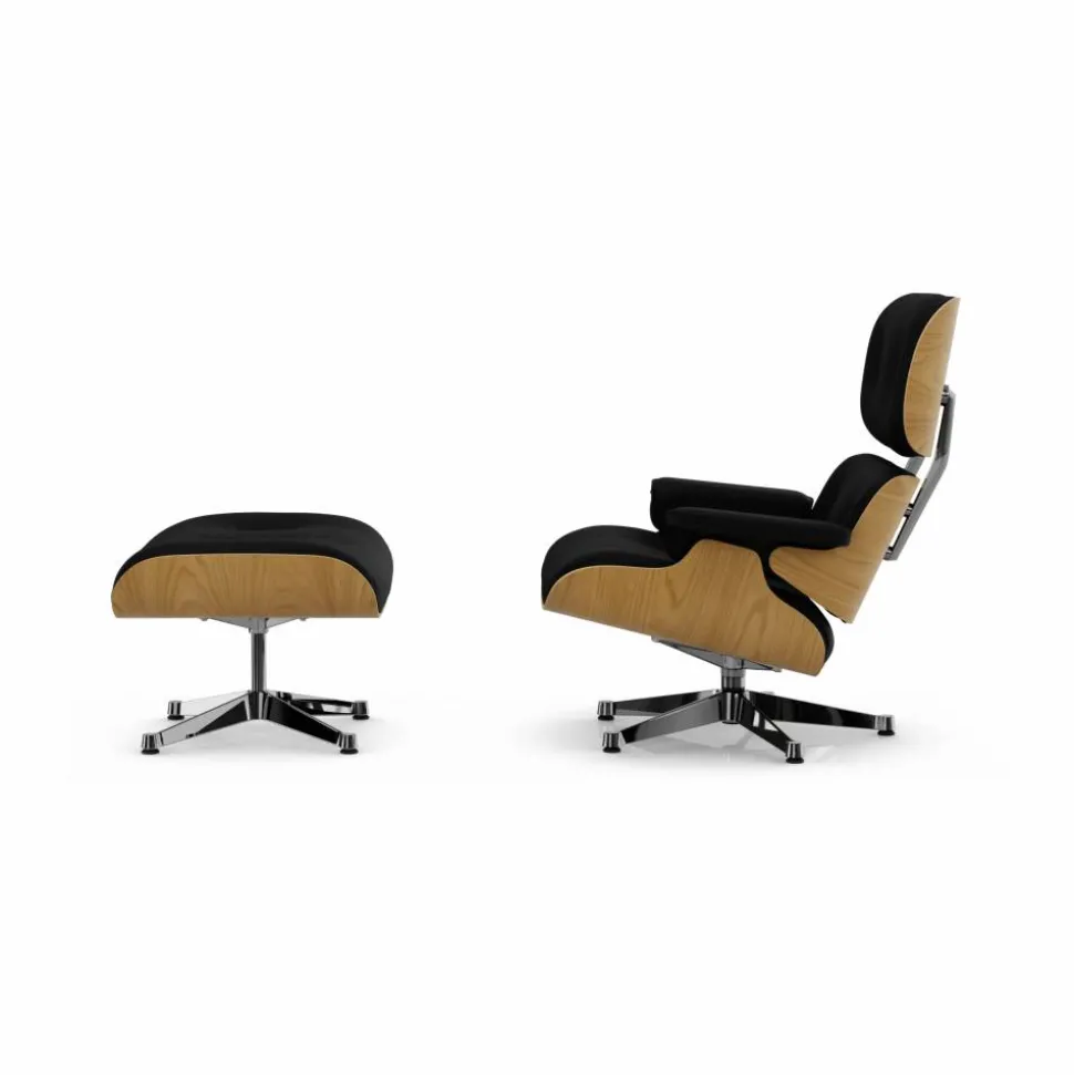 Eames Lounge Chair & Ottoman new dimensions 66 Nero-26 chestnut natural-pol. steel