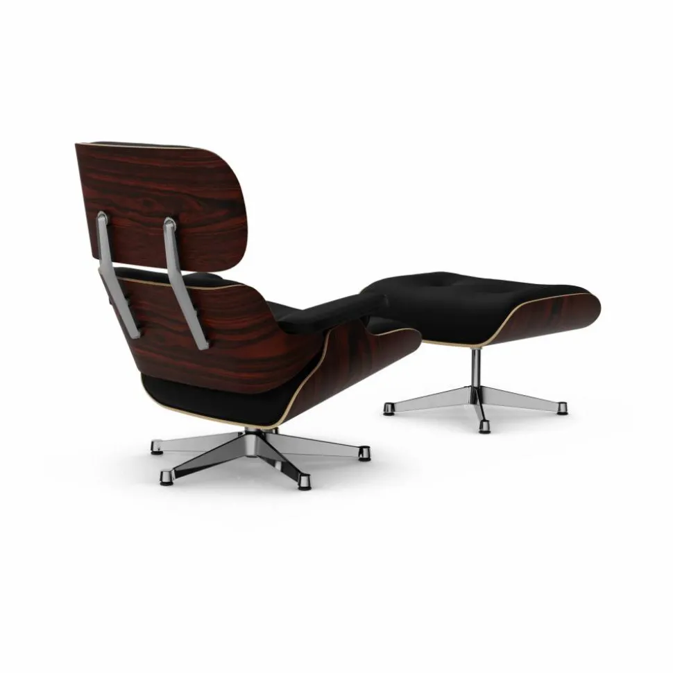 Eames Lounge Chair & Ottoman new dimensions 66 Nero-05 santos palisander-pol. steel
