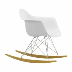 Eames Plastic Armchair RE RAR gungstol 85 cotton white-chrome-golden maple
