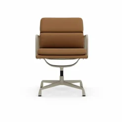 EA 208 Soft Pad Chair swivel chair kontorsstol 62 Ochre leather premium F-37 chalk powder coated