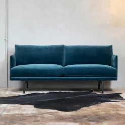 Electra soffa 3-sits läder vintage grey-svart