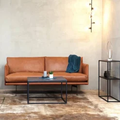 Electra soffa 3-sits läder vintage cognac-svart