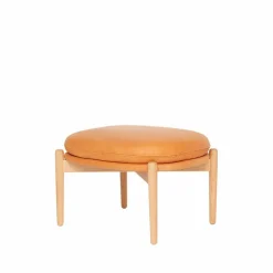 Embrace ottoman ekben läder vintage cognac lackad