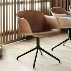 Fiber armchair swivel base with return kontorsstol Dusty green