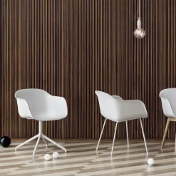 Fiber armchair swivel base with return kontorsstol Black leather-anthracite black