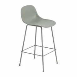 Fiber barstol tube bas med ryggstöd plast 75 cm Dusty green