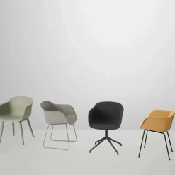 Fiber Karmstol tube base Refine leather black-Black