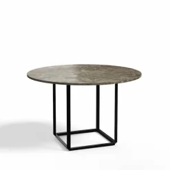Florence matbord runt gris du marais marble ø120 cm svart stativ