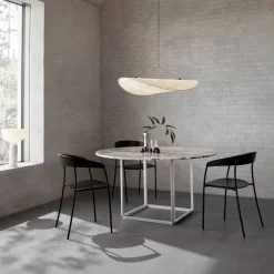 Florence matbord runt gris du marais marble ø145 cm svart stativ