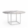 Florence matbord runt white viola marble ø145 cm vitt stativ