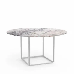Florence matbord runt white viola marble ø145 cm vitt stativ