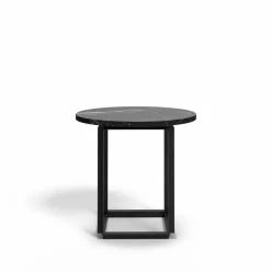 Florence sidobord black marquina marble ø50 cm svart stativ