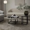Florence sidobord gris du marais marble ø50 cm svart stativ