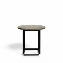 Florence sidobord gris du marais marble ø50 cm svart stativ