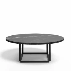 Florence soffbord black marquina marble ø90 cm svart stativ