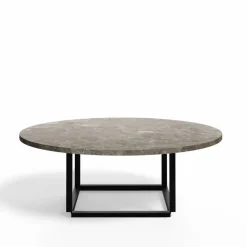 Florence soffbord gris du marais marble ø90 cm svart stativ