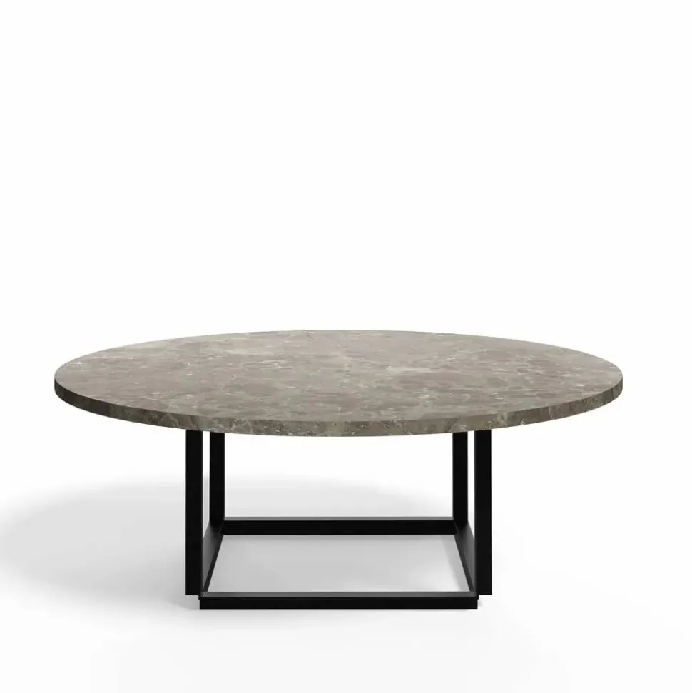Florence soffbord gris du marais marble ø90 cm svart stativ