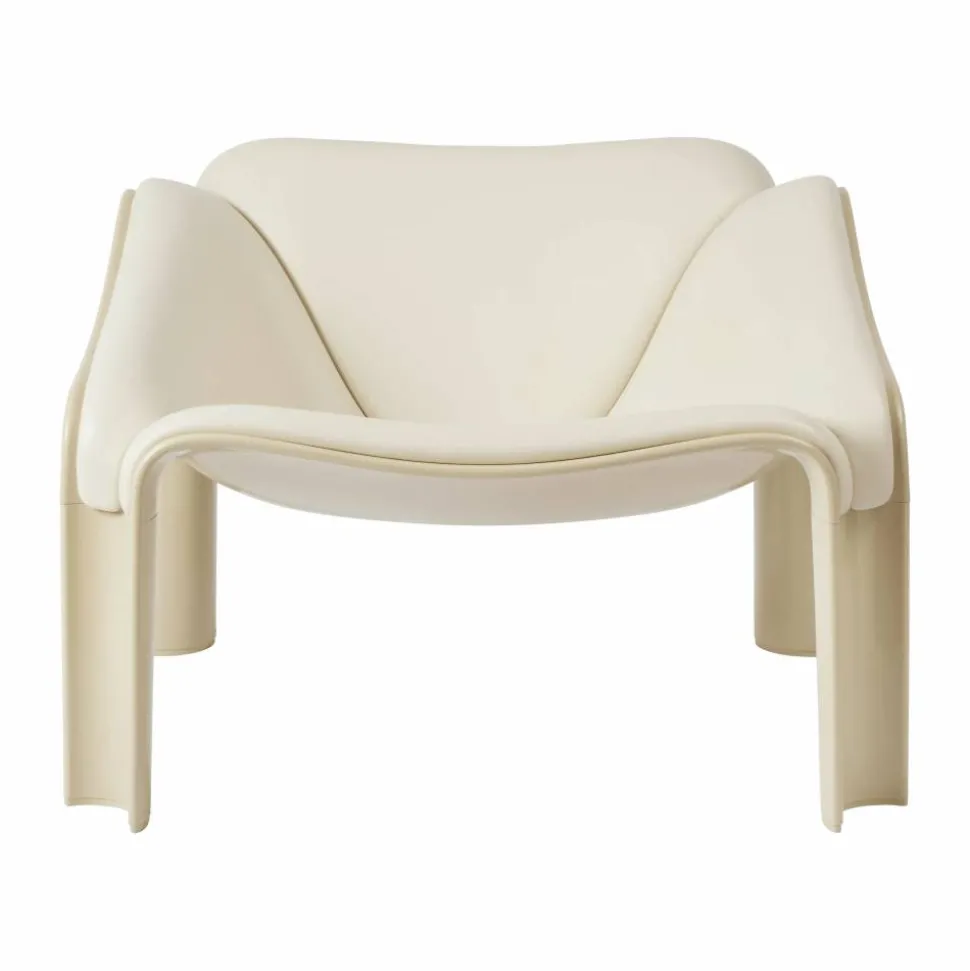 F300 loungestol Pastel green-Smooth läder Cream