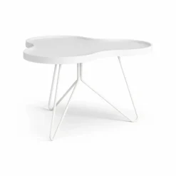 Flower mono bord 62x66 cm H39 cm Ask vitlaserad