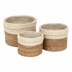 Flätad förvaringskorg 3-pack Natur-vit