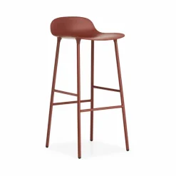 Form barstol hög red rödlackerad stålben