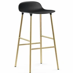 Form barstol mässingsben 75 cm Svart