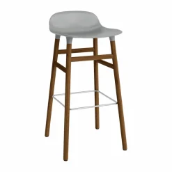 Form barstol valnötsben 75 cm Grå