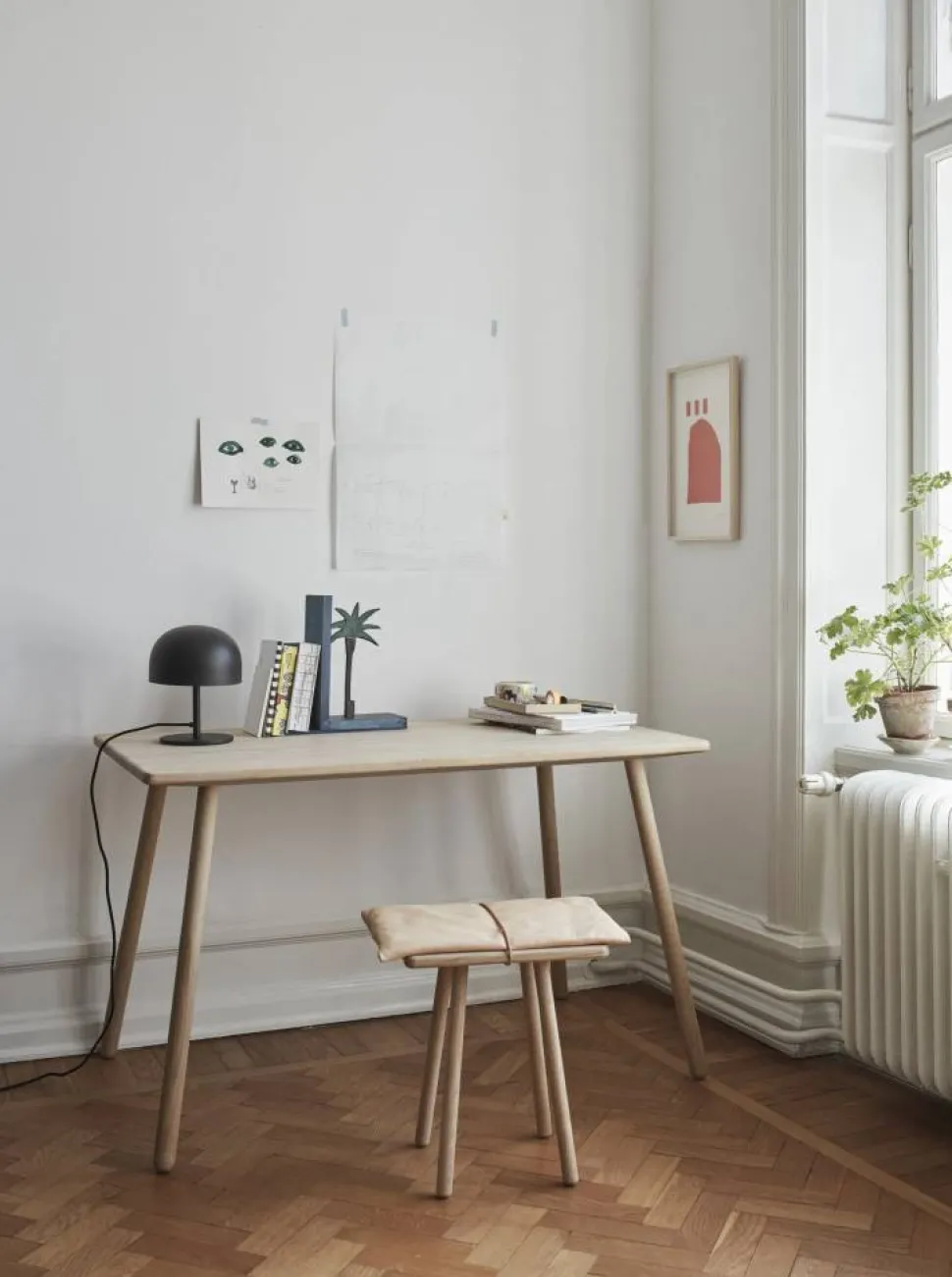 Georg läderdyna med rem till pall/barstol Beige-brun