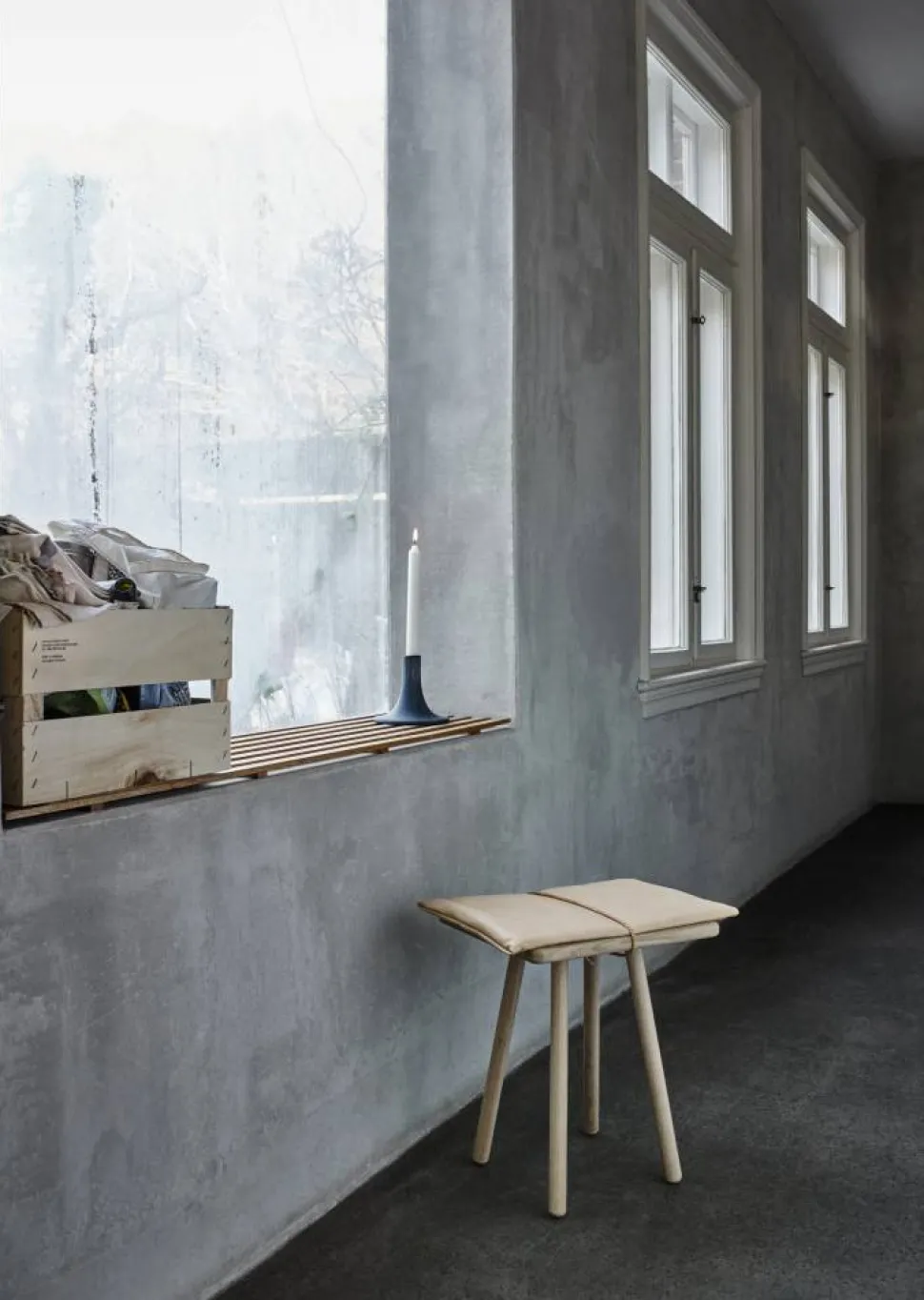 Georg läderdyna med rem till pall/barstol Beige-brun