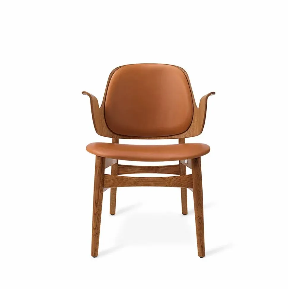Gesture loungestol läder silk 250 cognac teakoljat ekstativ