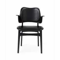Gesture stol klädd sits & rygg läder prescott 207 black svartlackat bokstativ klädd sits klädd rygg