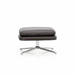 Grand Relax fotpall Leather premium F 68 chocolate-aluminium