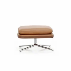 Grand Relax fotpall Leather premium F 97 cognac-aluminium