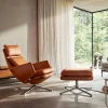Grand Relax fotpall Leather premium F 71 sand-aluminium