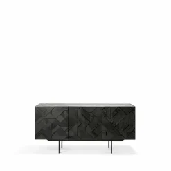 Graphic sideboard Teak svart 3 dörrar