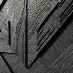 Graphic sideboard Teak svart 3 dörrar