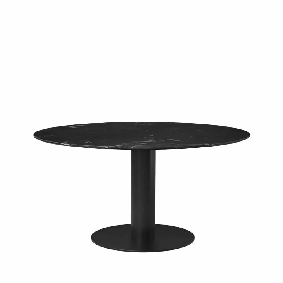 Gubi 2.0 matbord marble black ø150 svart stativ