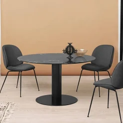 Gubi 2.0 matbord marble black ø150 svart stativ