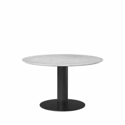 Gubi 2.0 matbord marble white ø110 svart stativ