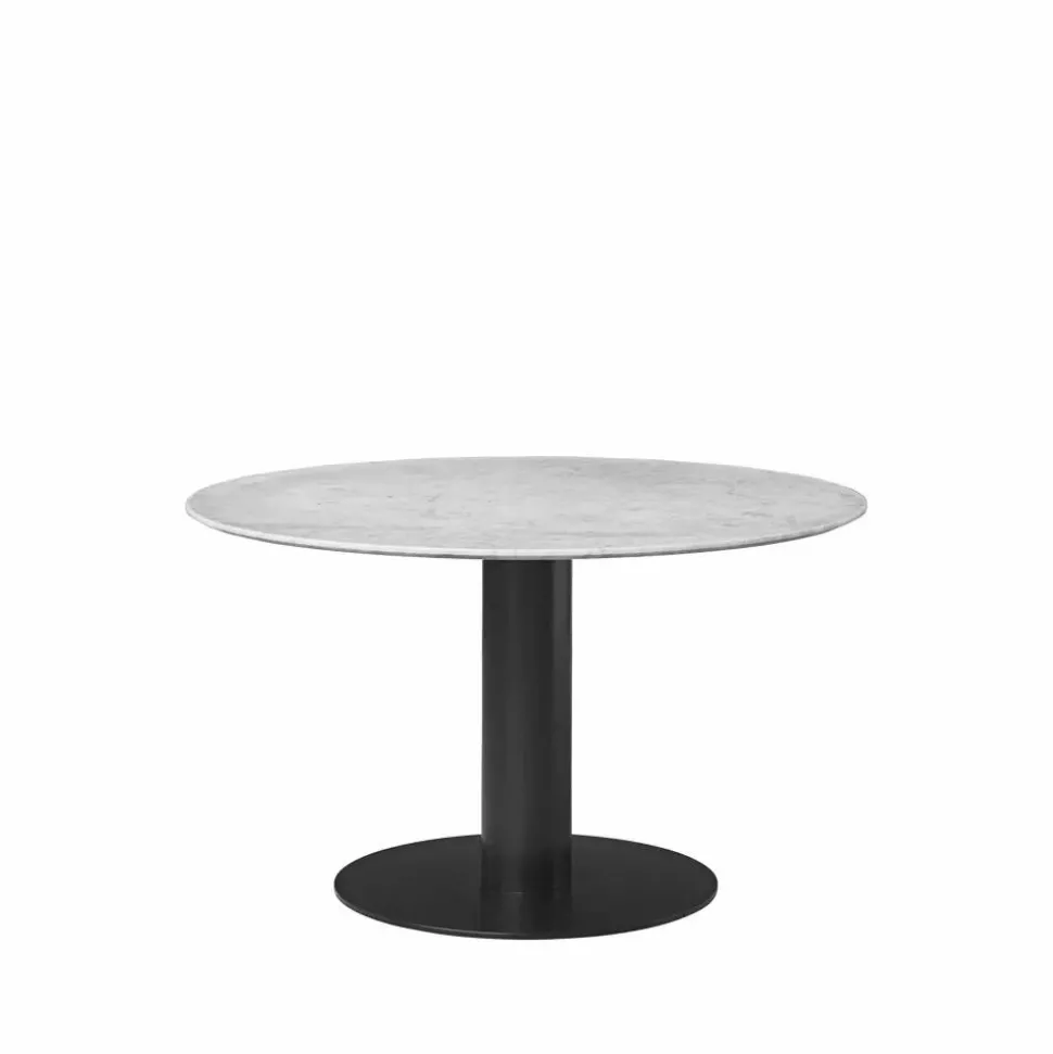 Gubi 2.0 matbord marble white ø110 svart stativ