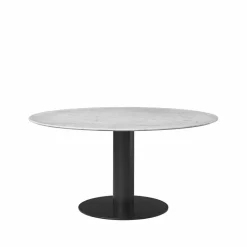 Gubi 2.0 matbord marble white ø150 svart stativ