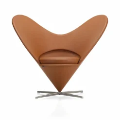 Heart Cone Chair fåtölj Leather premium F cognac-rostfritt stål